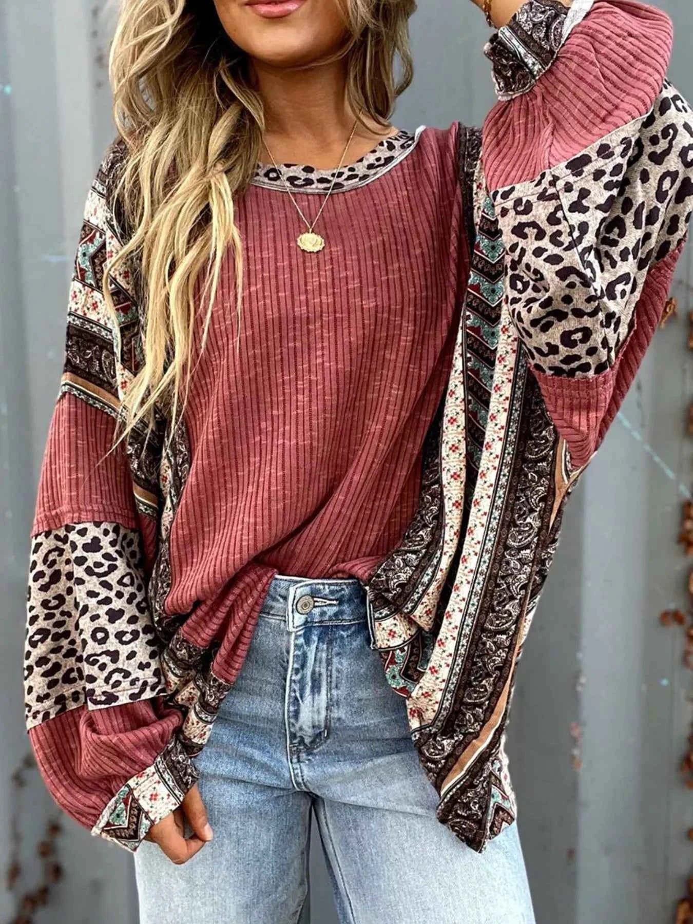 Leopard Color Block Ribbed Top 4eea2619-f603-41f8-9904-d5347630af22-Max-Origin