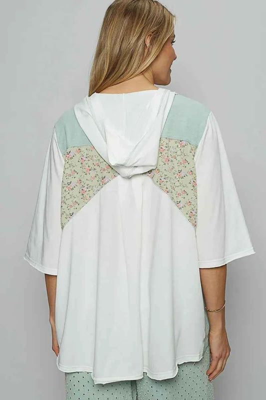 Lace-Up Hooded T-Shirt with Paisley Panel Detail 4ef421ab-d818-443f-b252-cfb9ea8b22ae-Max-Origin