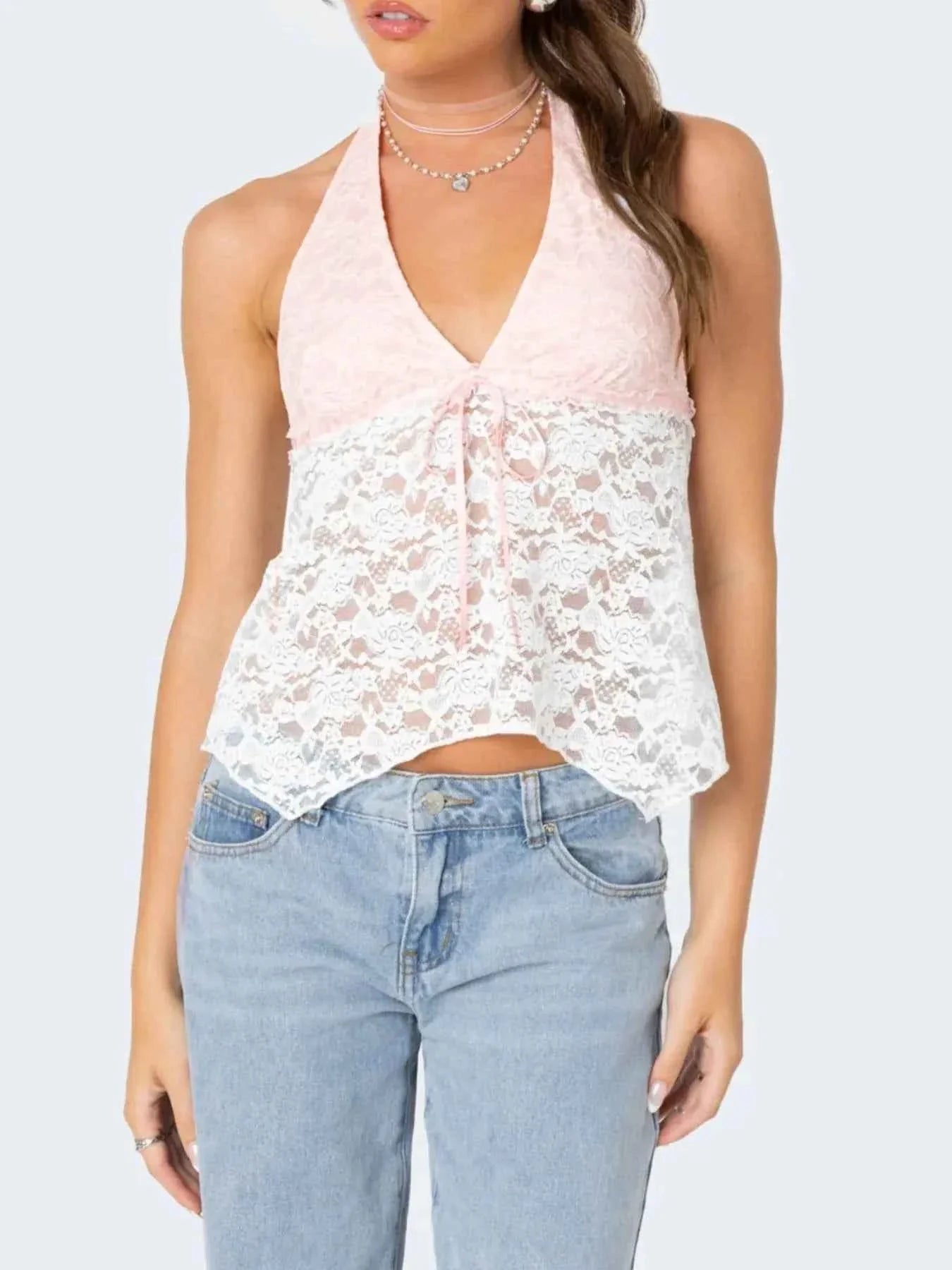 Lace Halter Neck Cami White 4ef5700d-0123-467c-bbc6-73dbd4c4e8b5-Max-Origin