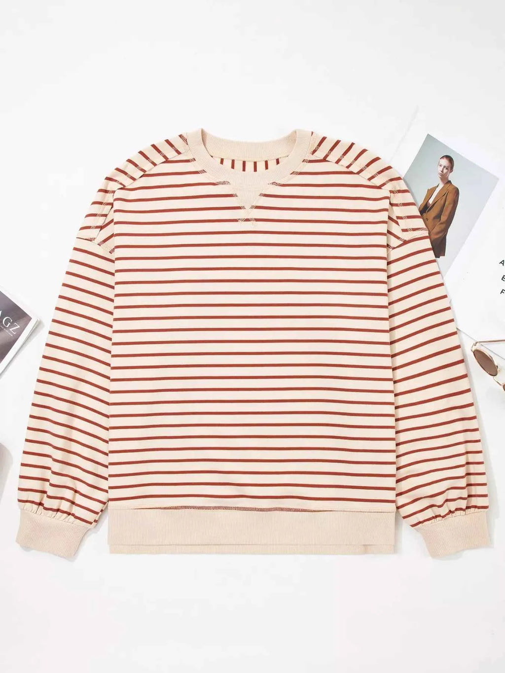 Striped Crew Neck Casual Sweatshirt 4f07eaf1-da8a-446c-b42d-fe406d382d57-Max-Origin