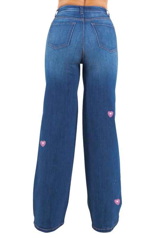Heart Stud Wide Leg Jean 4f091c71-f785-4805-b446-40251fc4afad