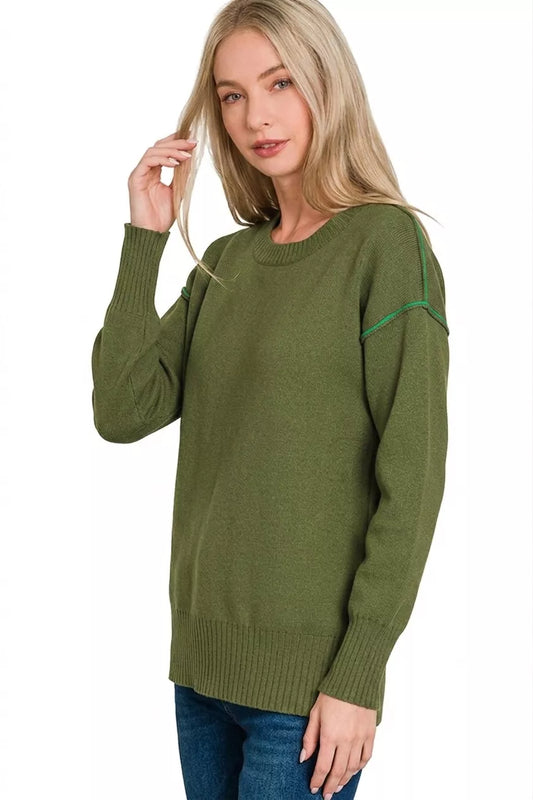 Round Neck Contrast Trim Sweater 4f1351a1-e637-459c-b66b-ca90ef94cdf6-Max-Origin