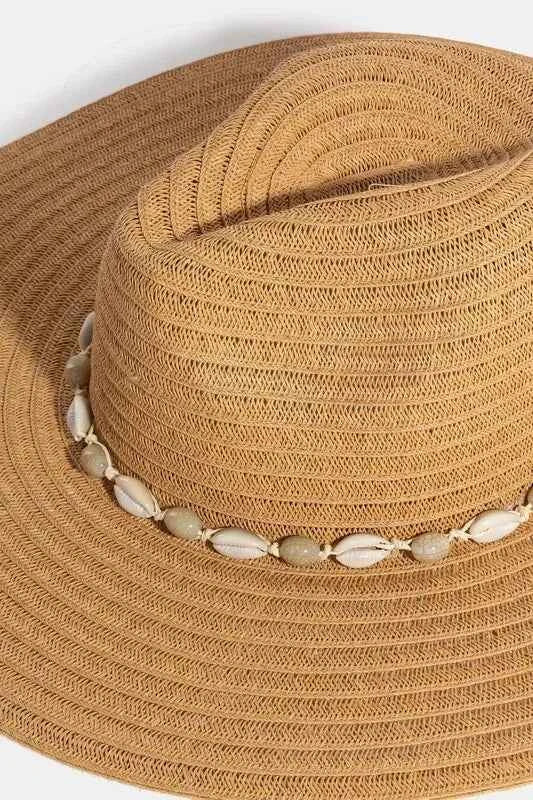 Fame Shell Beaded Wide Brim Straw Hat 4f15008c-b232-48c1-9396-6fa78dd6ef69-Max-Origin