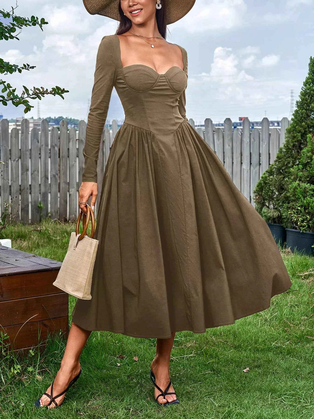 Sweetheart Neckline Long Sleeve A-Line Midi Dress 4f32fd4329b34ffb99167c4feccb47cc-Max-Origin
