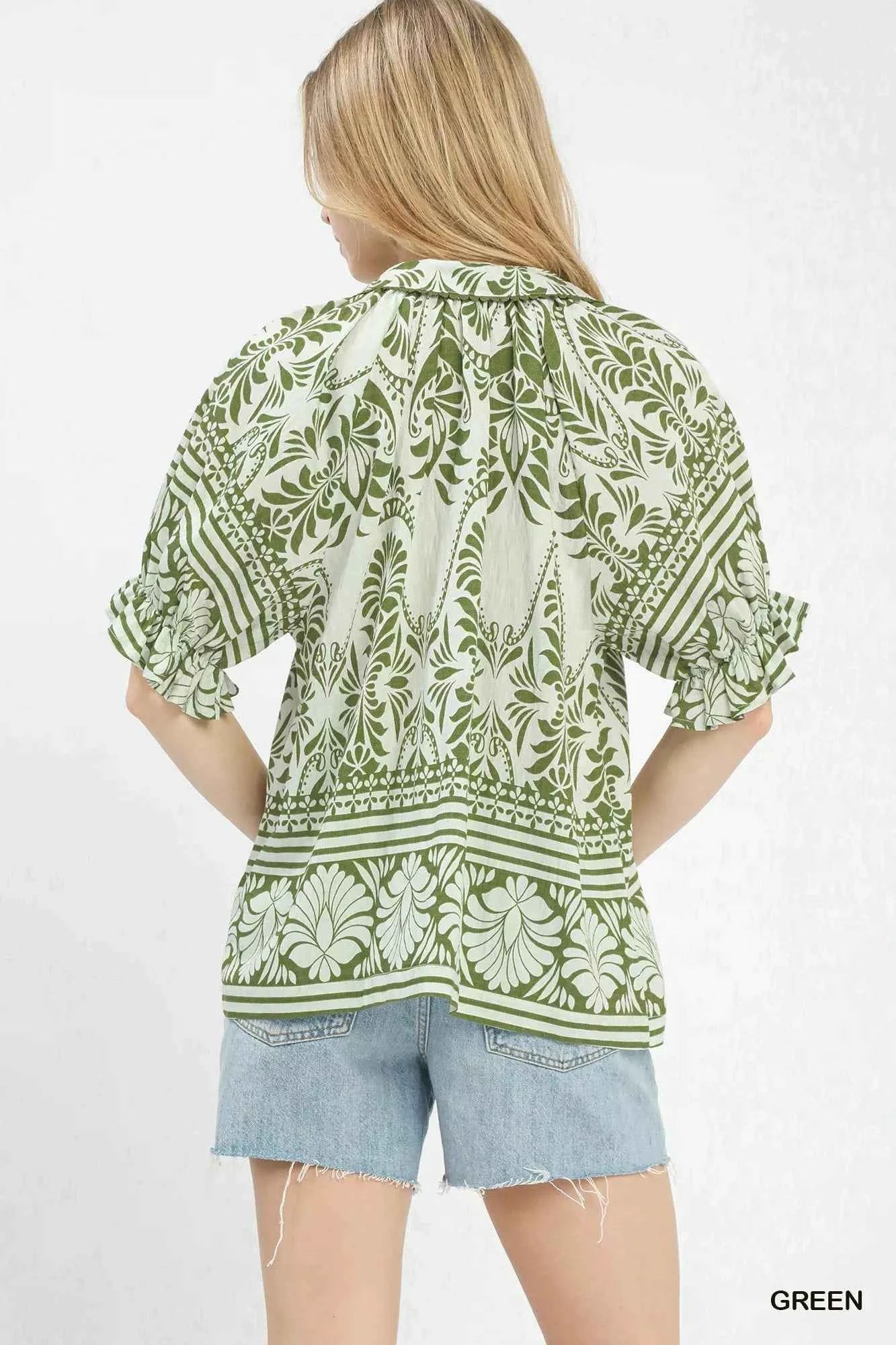 Umgee Two Tone Boarder Print Top 4f3f99a8-9f06-4b99-8212-273a49fa2d68-Max-Origin