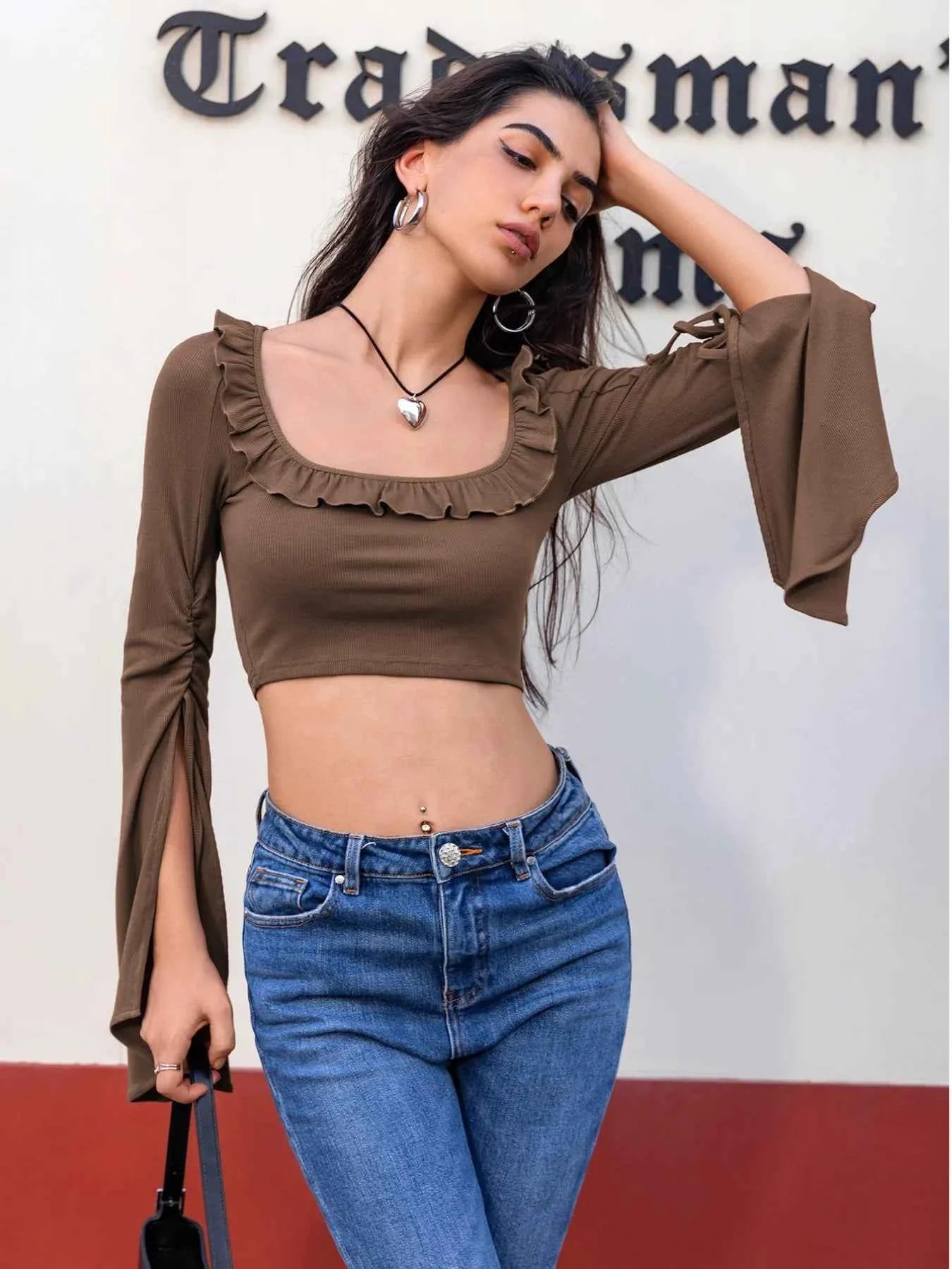 Ruffled Square Neck Long Sleeve Top 4f40299a-50e4-481b-a8d2-dfb620b7d99b-Max-Origin