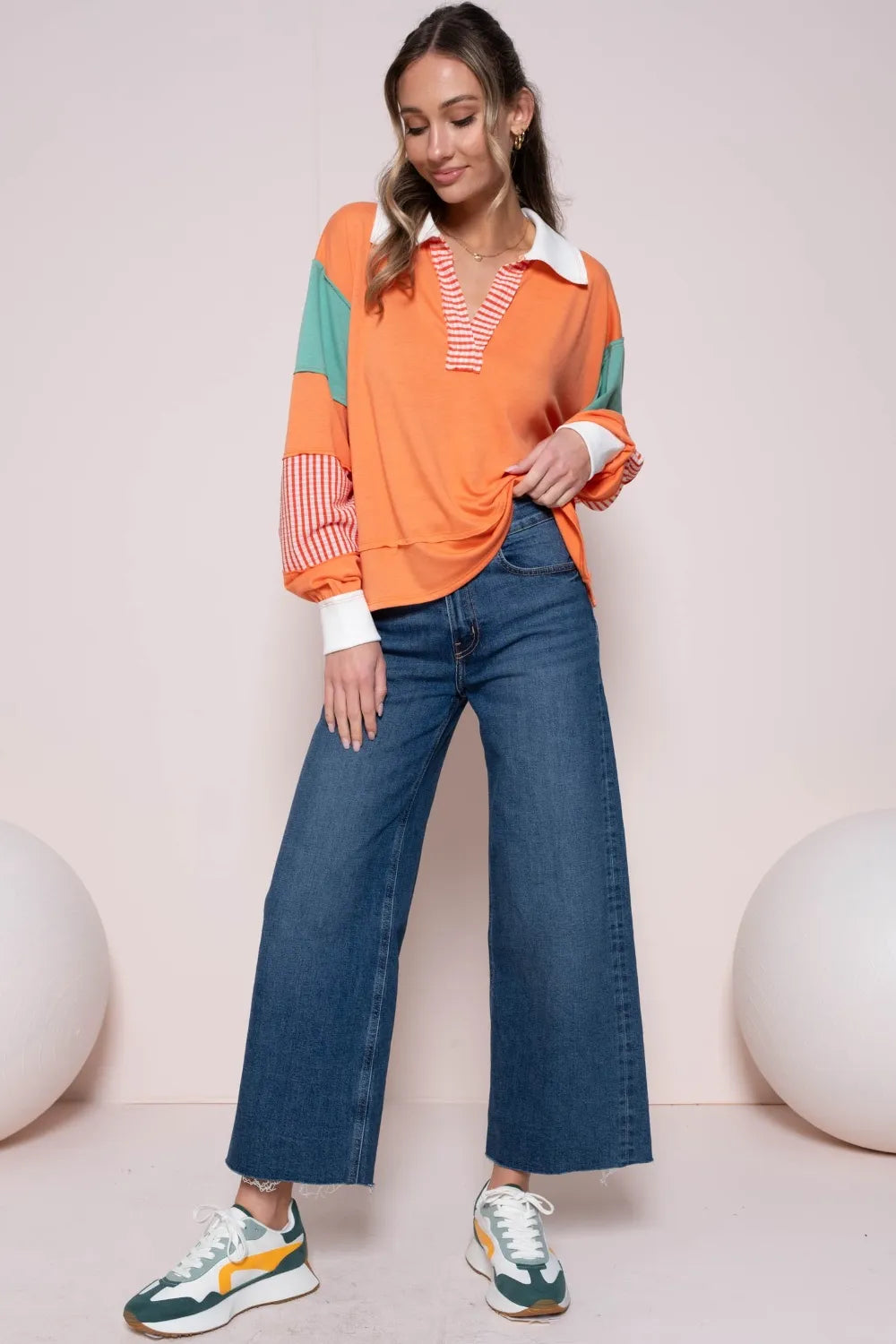 Hailey & Co Color Block Top with Striped Panel 4f4618b0-5bc8-438f-941f-d75fdf0b6d47-Max