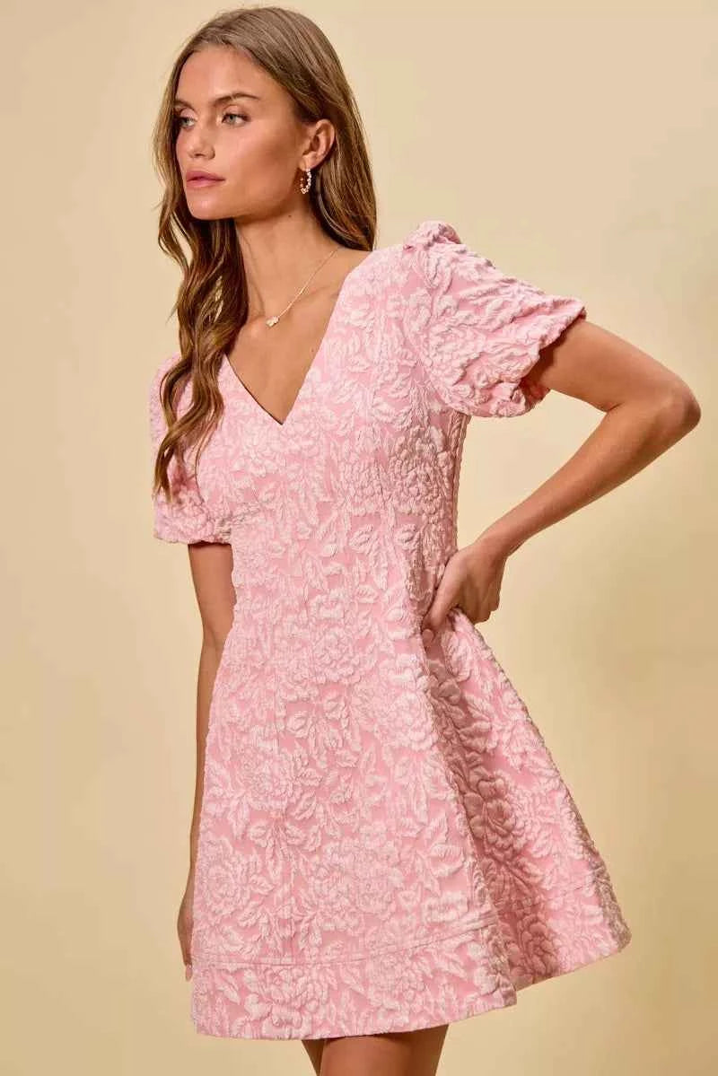 SO ME Floral Jacquard Fit And Flare Daily Mini Dress 4f47ca3da3004fd0a6fe50d7eb7de6a7-Max-Origin