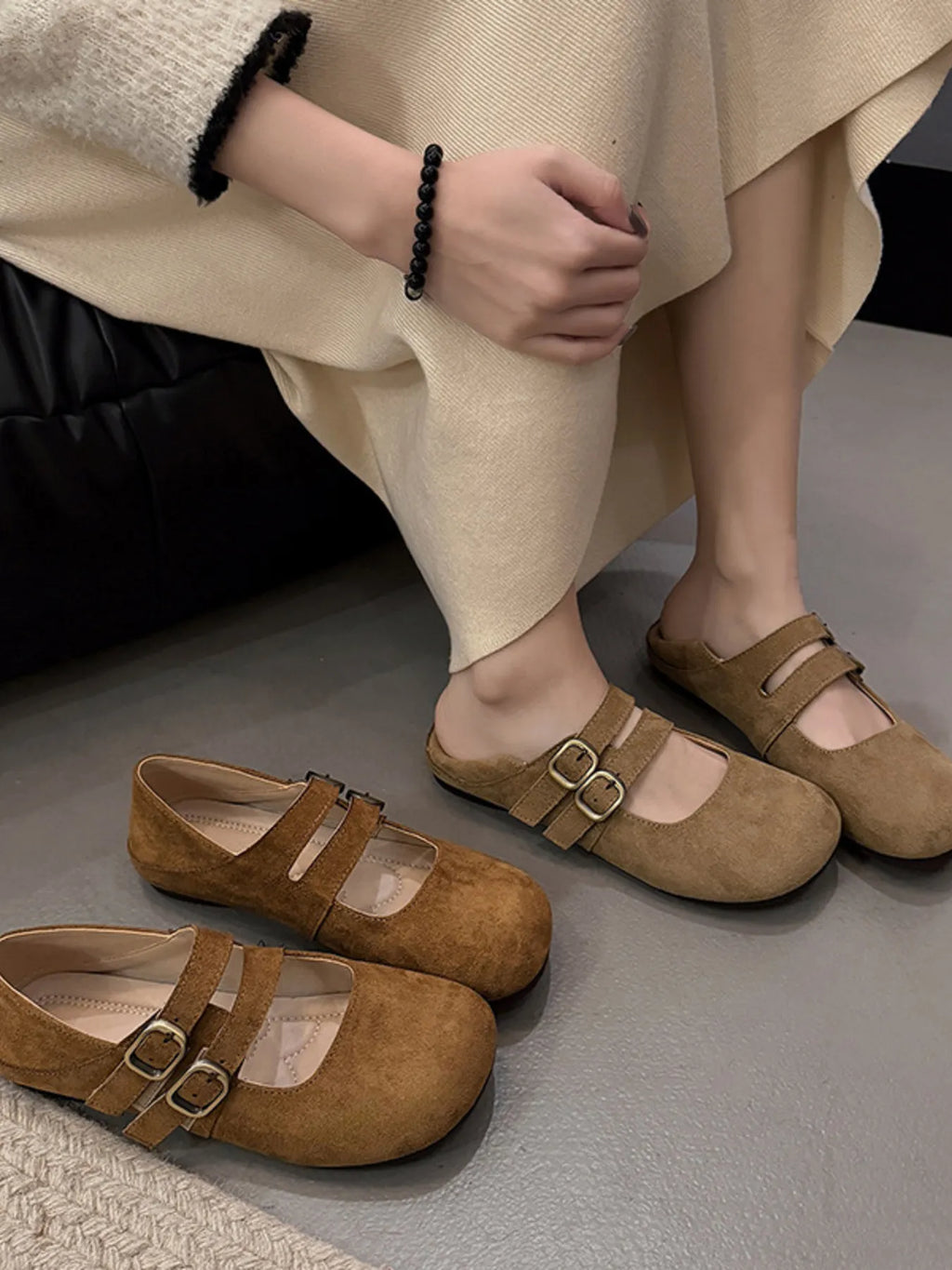 Double Buckle Straps Round Toe Slip-Ons 4f488b99afeb4944adea983f1b8261cc-Max-Origin