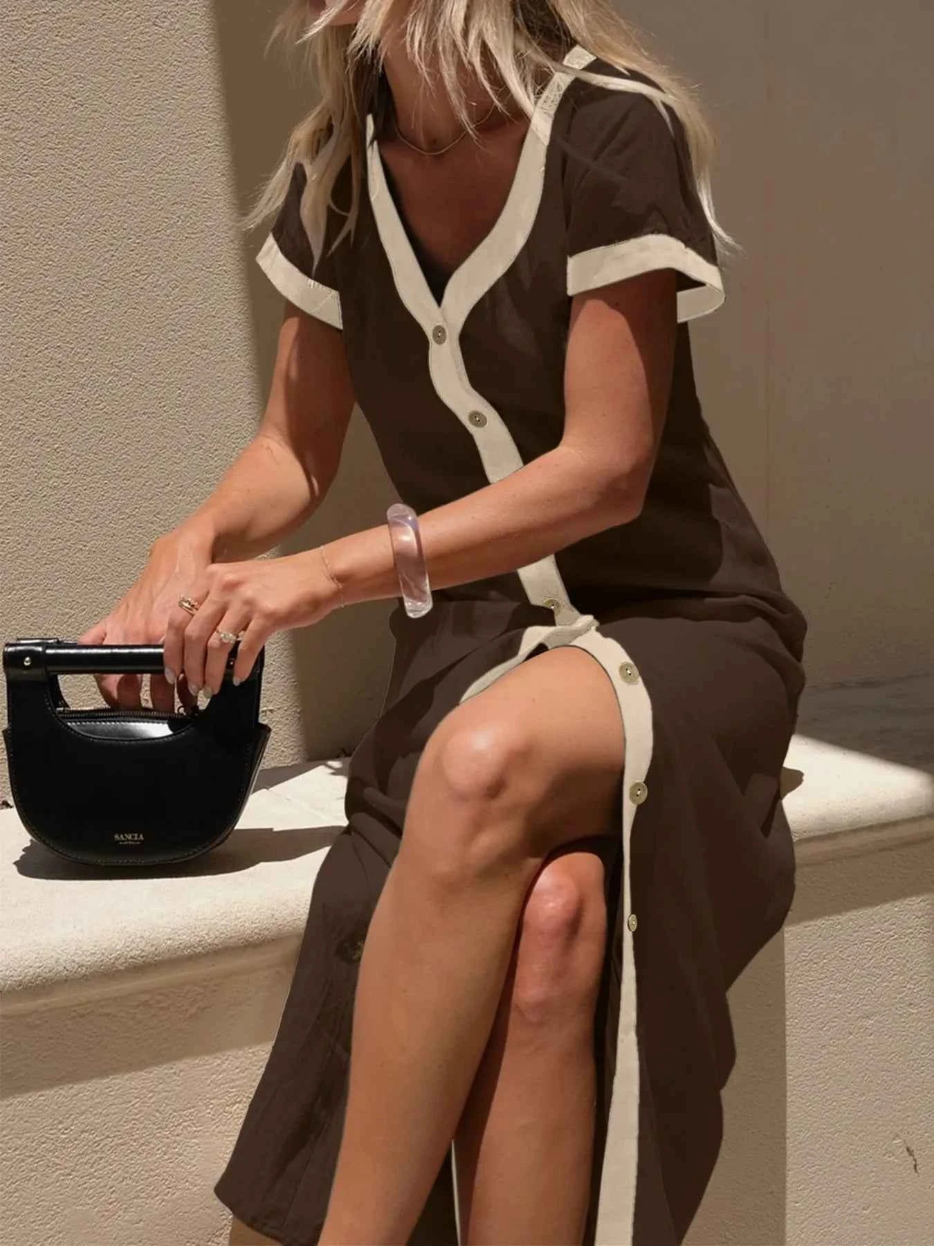 Button-Front Contrast Trim Midi Dress 4f4a849ca2af42148af61ac4719cff93-Max-Origin