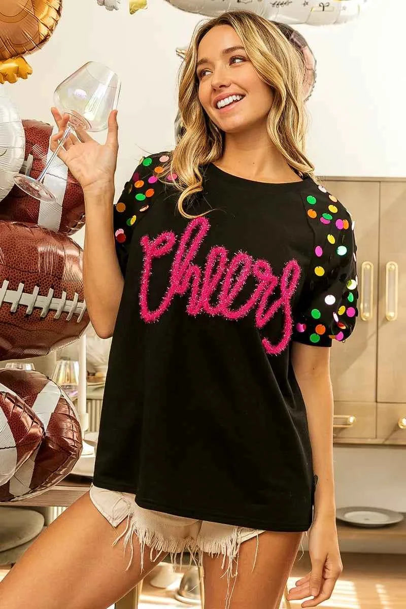 BiBi Metallic Letter Spangle Raglan Puff Sleeve Top 4f53088577774c79bb69d49f3ba01d42-Max-Origin