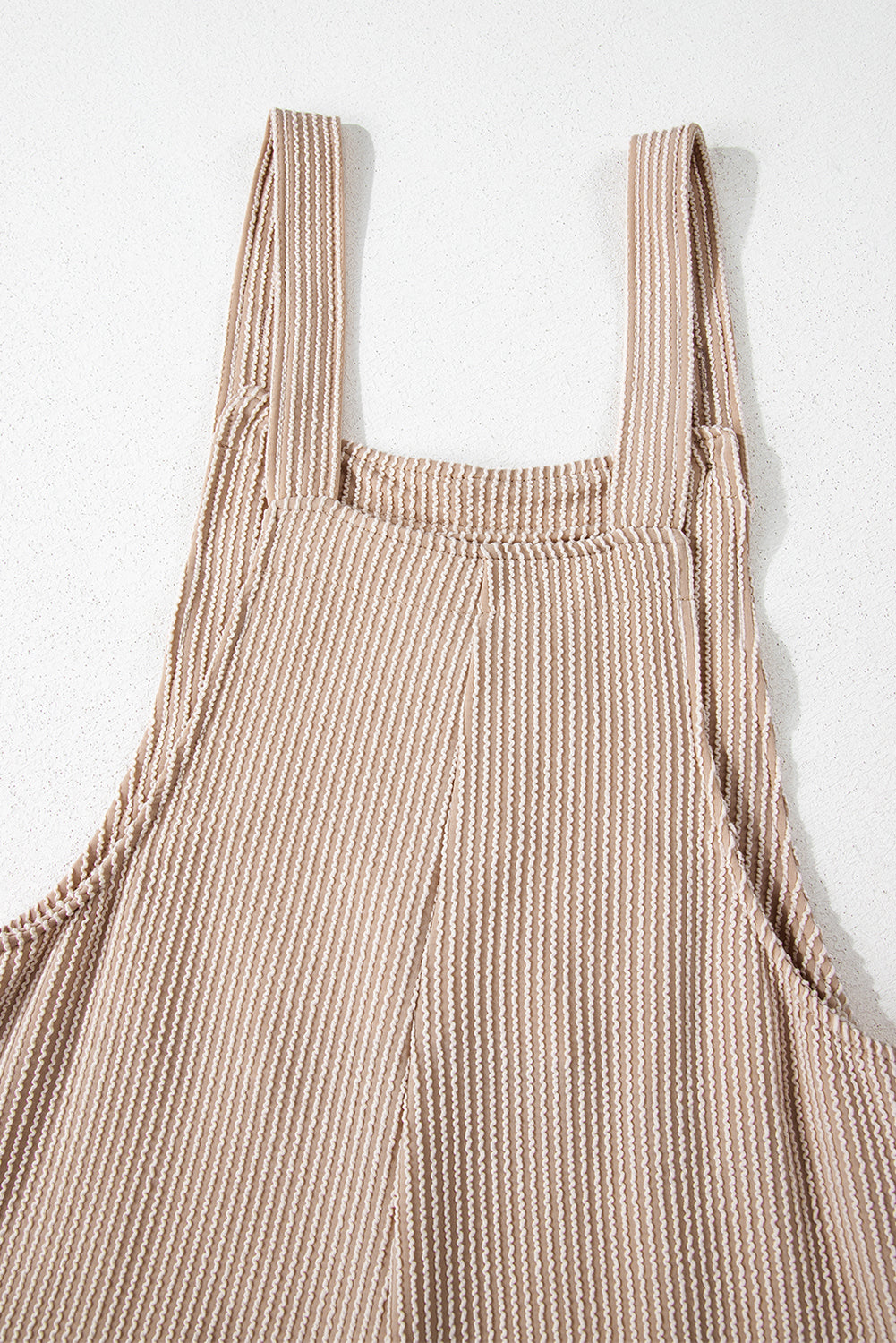 Parchment Ribbed Knit Patched Pocket Wide Leg Overalls 4f53f296dbd2ab56