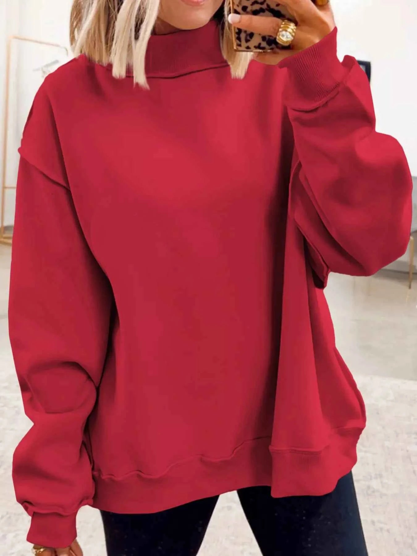Casual Solid Color Mock Neck Sweatshirt 4f568b59-f181-425f-b0a2-22bde30fbe0a-Max-Origin