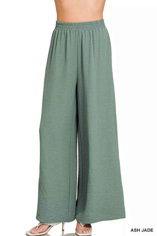 Zenana Woven Airflow Elastic Waistband Pants 4f7b7553f535471ebde7da09b48bd806-Max-Origin