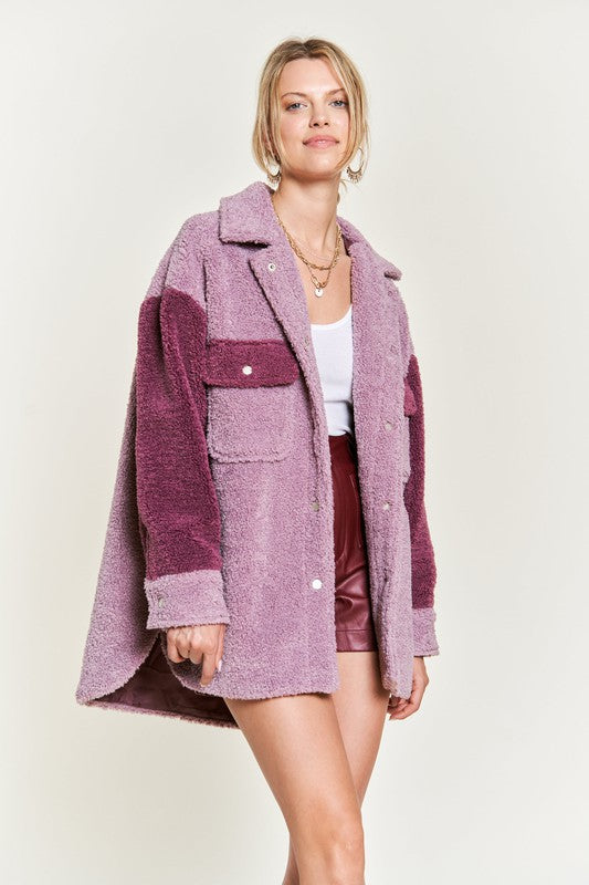 Colorblock sherpa jacket jjo5017 BERRY COMBO 4f7e4217-2ec3-4e3d-a386-ae4a06407b52