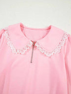 Peter Pan Lace Embellished Neck Sweatshirt and Skirt Two Piece Set 4f7e63a202db4a458d0b0d700673a274-Max-Origin