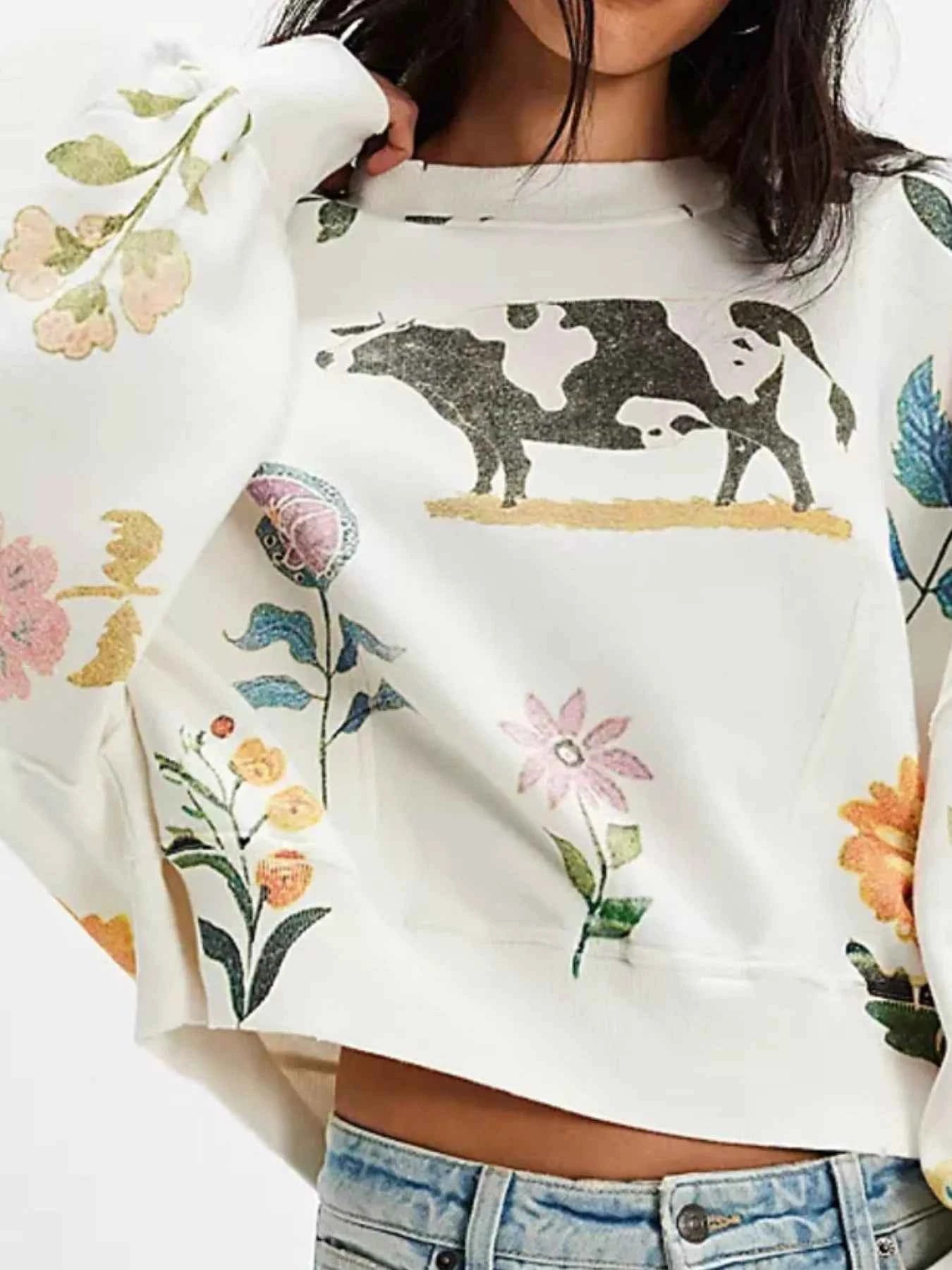 Printed Round Neck Dropped Shoulder Sweatshirt 4f8ca306-0068-4240-a59a-1afc8063f839-Max-Origin