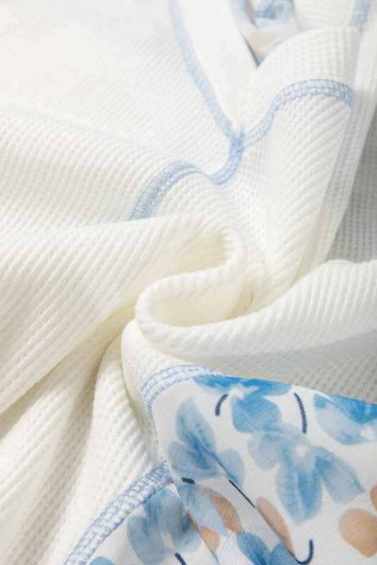 Floral Patchwork Batwing Sleeve V-Neck Blouse 4f8dec45-0a46-41c5-83da-ed9125f96105