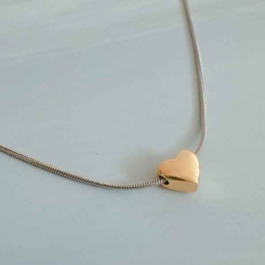 Two-Tone Petite Heart Pendant Necklace As Shown One Size 4f928e4a-c4c0-42ce-9422-2f62e42b1515