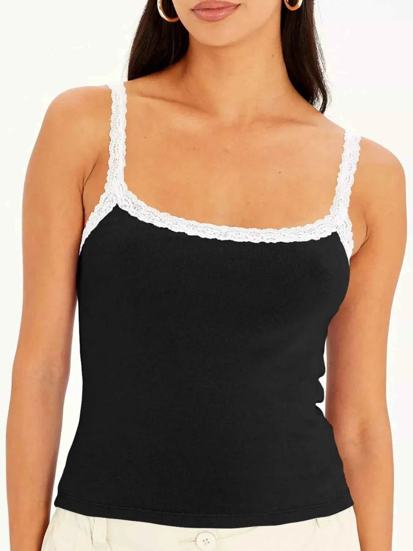 Lace Detail Contrast Trim Cami 4f948dc9-4acf-4718-9b0d-577203349e48-Max-Origin