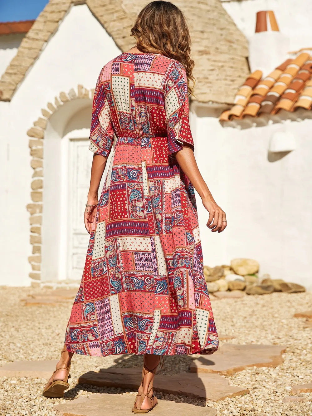 Printed Half Sleeve Midi Dress 4f96e46e-d1c2-4b51-92a8-04c7e2da4763-Max