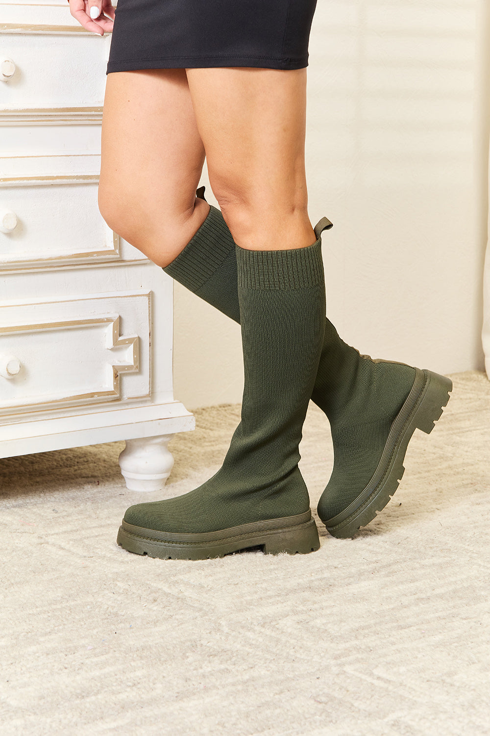 WILD DIVA Footwear Knee High Platform Sock Boots 4f9b8a831d0d4dbfbbf06d58ee049a57-Max