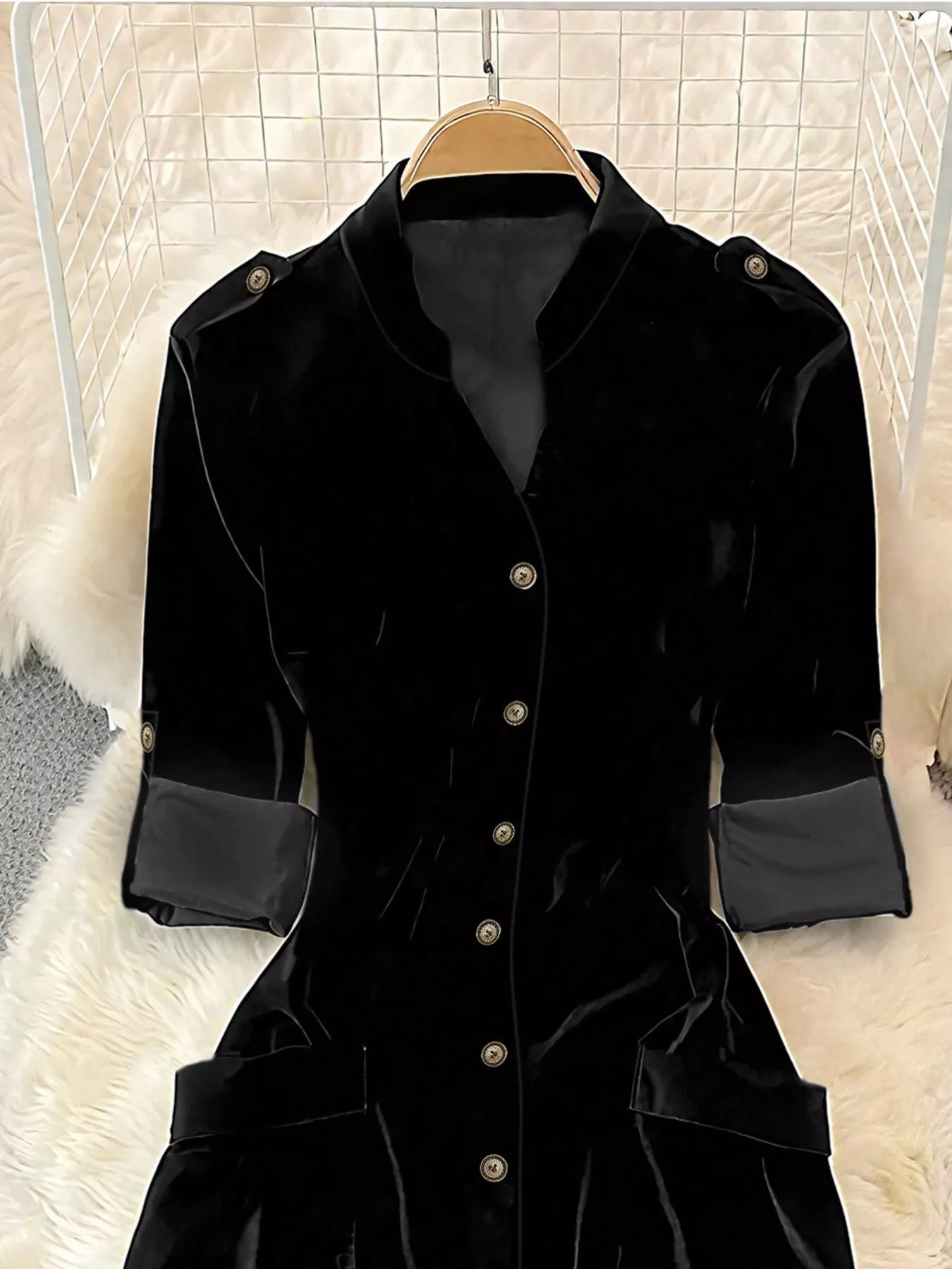 Velvet Button-Down Midi Dress 4f9b9917-0b64-443c-b7ac-28becef63432-Max-Origin