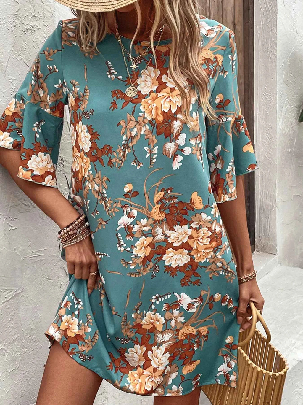 Floral Print Half Sleeve Mini Dress 4fa768c9dea54f348f3617de534f989b-Max-Origin