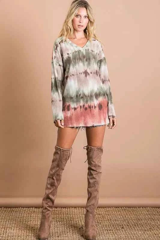 BiBi Brushed Tie Dye Looking Print V Neck Top 4fb06b741ce4417abb10435a39bd3e3f-Max-Origin