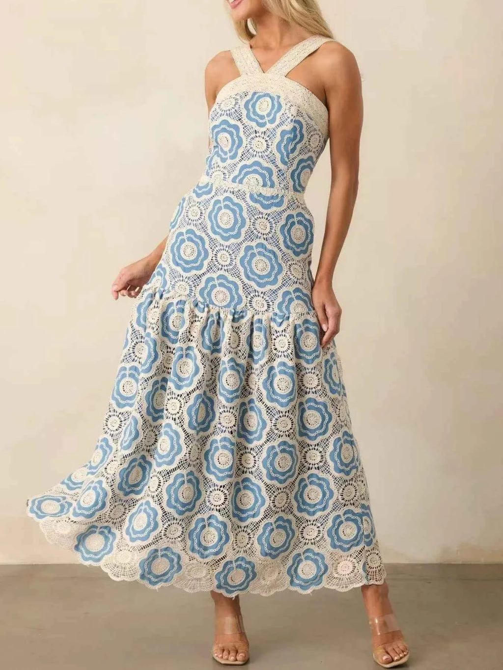 Lace Sleeveless Tiered Midi Dress Blue 4fb28b3e-6e8c-4fc1-9d60-75026b6caf00-Max-Origin
