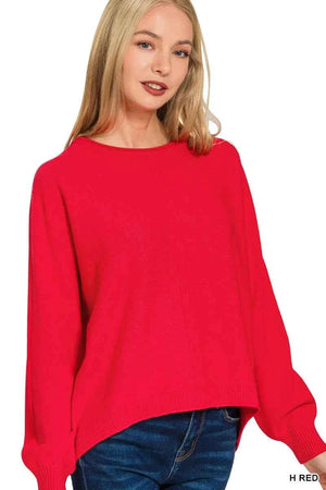 Viscose Front Seam Round-Neck Sweater H RED 4fb87370f94640ba8e7d4e933656b4b5-Max-Origin