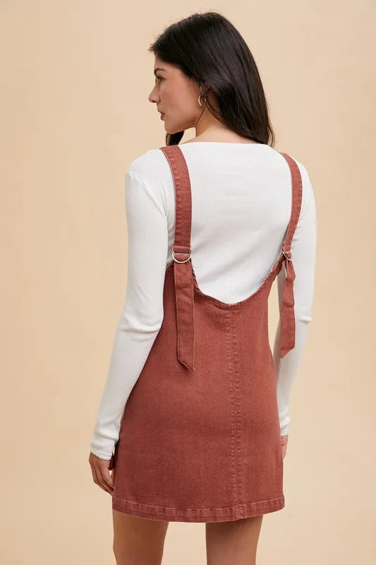 Annie Wear V-Neck Adjustable Strap Denim Overall Dress with Pockets 4fb97f19-77f2-4e4b-ac04-13f063519a07-Max