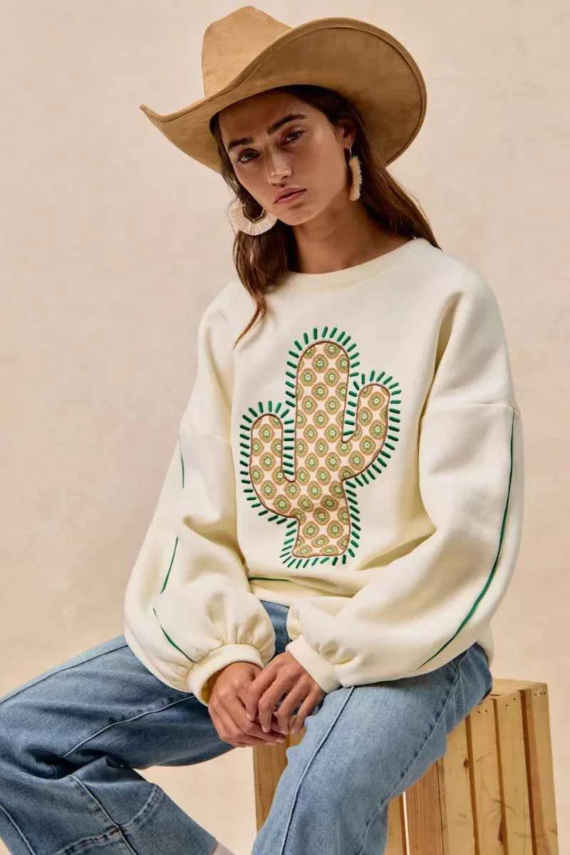 BiBi Cactus Embroidered Fleece Sweatshirt 4fd3fb00066f4ebd986f422be0951a39-Max-Origin