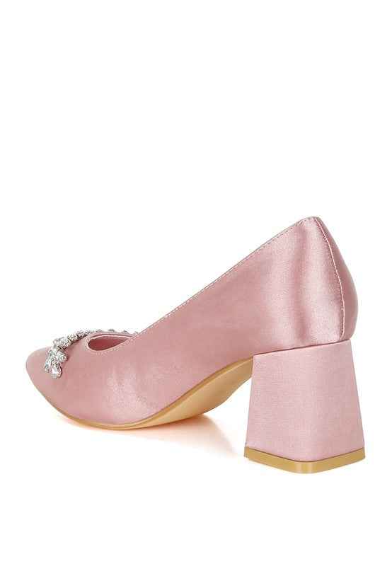 Abatina Satin Diamante Embellished Pumps 4fe91182-a5e3-4ced-a732-847e38ca49c4