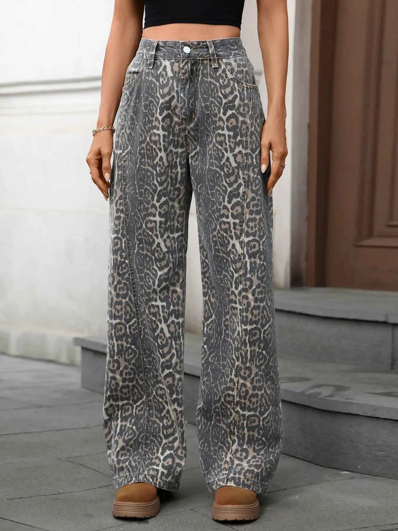 Leopard Wide Leg Jeans Leopard 5004643403304e8d986e8c51791c9990-Max-Origin