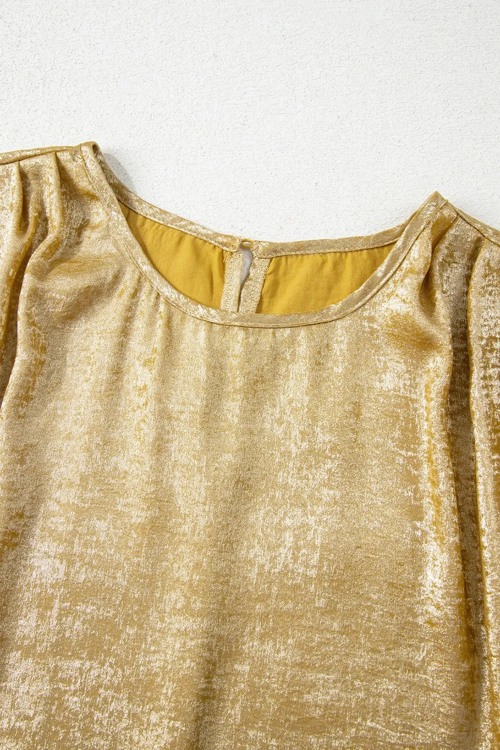 Metallic Gold Short Sleeve Casual Blouse