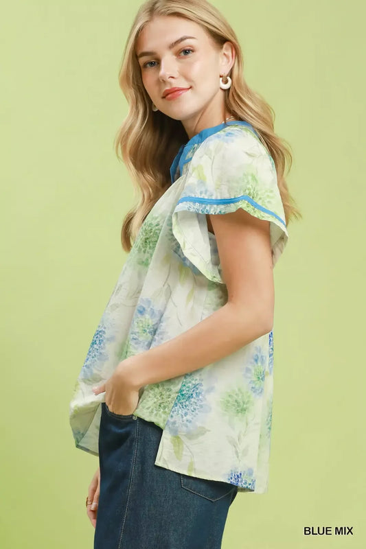 Floral Flutter Sleeve Blouse 500c8b78-40f9-49c6-a314-d386a2d29888-Max-Origin