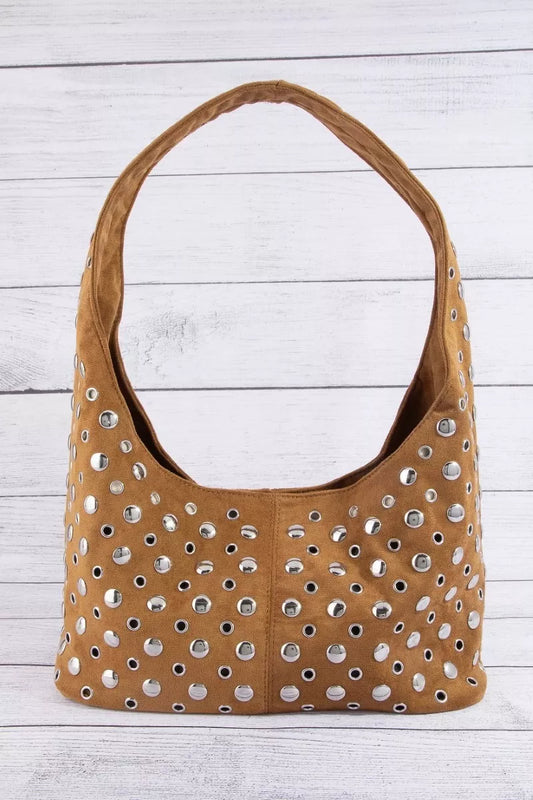 Fame Multi Rivet Studded Shoulder Bag LBR one size 5011b9a7473f4deda1fddba4cd6cf678-Max-Origin