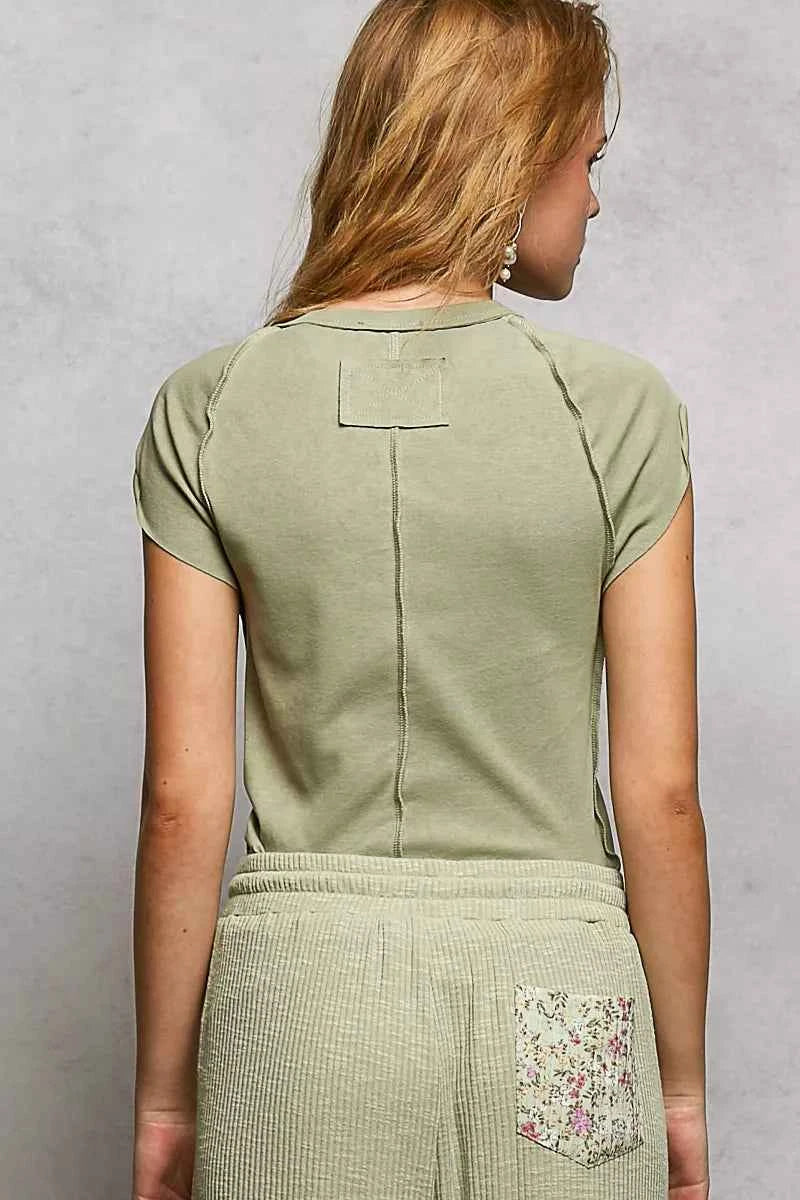 POL V-Neck Short Sleeve Washed T-Shirt with Outseam 50184fa3-103a-4d36-b7dd-39d6be65e1b4-Max-Origin