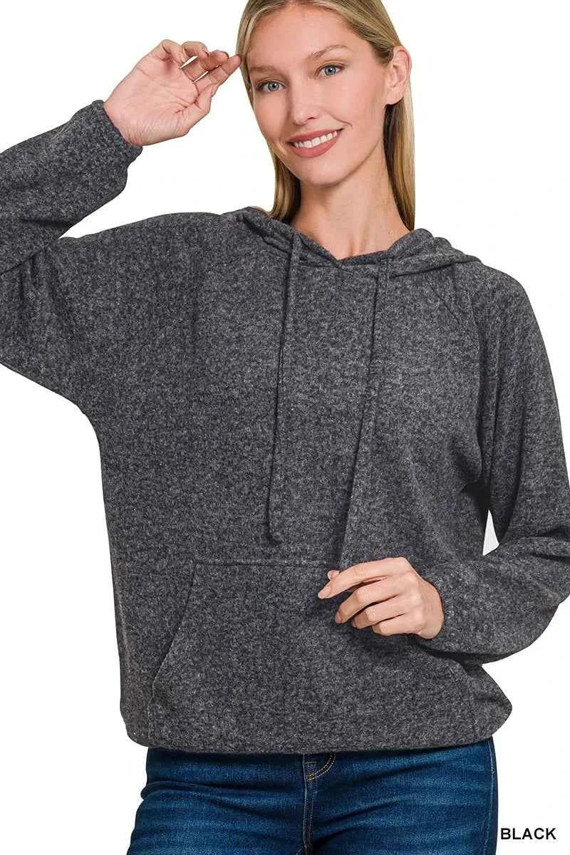 Zenana Brushed Hacci Melange Hooded Sweater 501c19b3ace443be8bf33660079017d8-Max-Origin