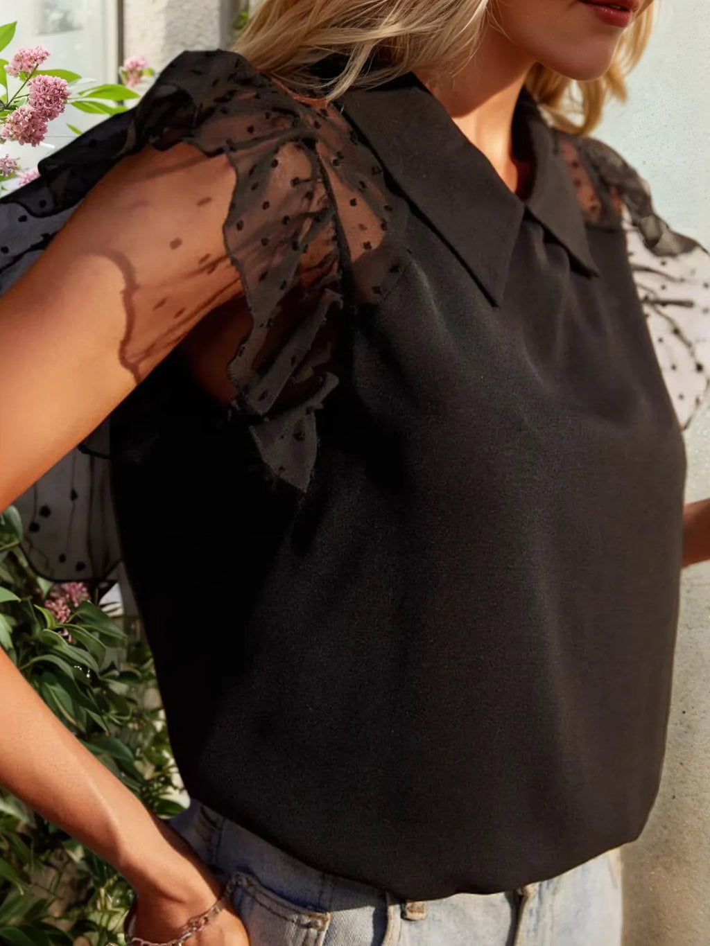 Collared Neck Cap Sleeve Top 50234b08-e36f-479b-ae80-064ef7250280-Max-Origin
