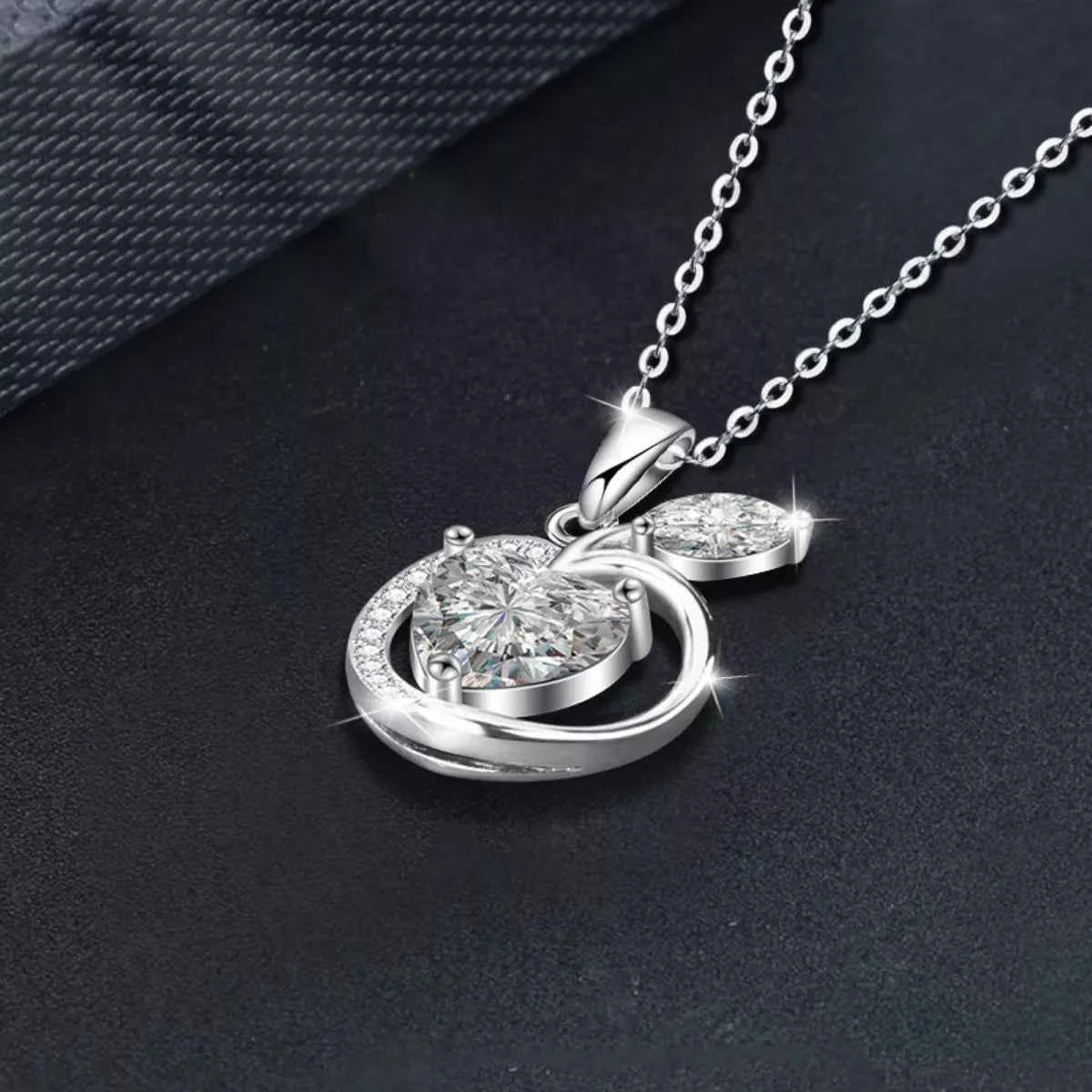 2 Carat Moissanite 925 Sterling Silver Apple Pendant Necklace 50256b41-65fe-4907-b575-78b30215869a-Max-Origin
