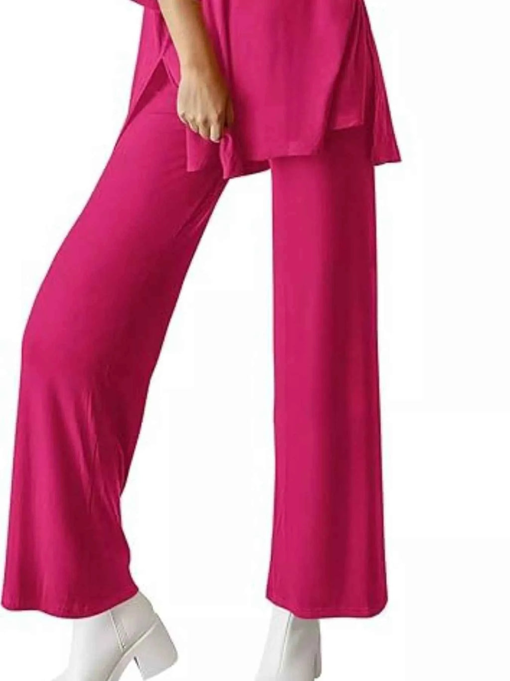 Slit Round Neck Top and Pants Set 502d4946-a361-4acf-a95a-88e9f1f2e040-Max-Origin