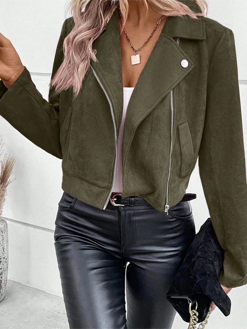 Zip Up Suede Cropped Moto Jacket 5046a2861b1a4317b9984331458413ee-Max-Origin