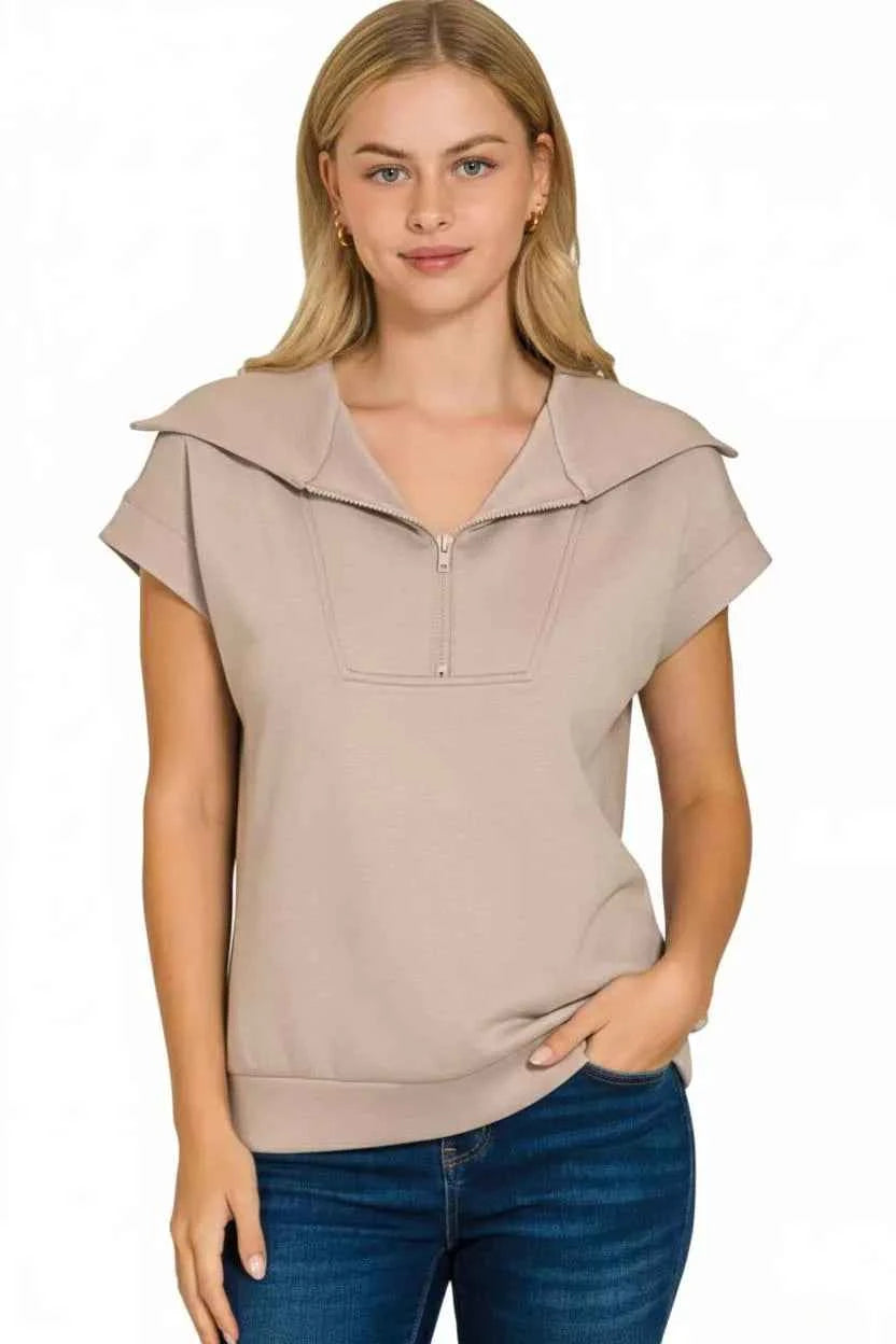 Scuba Half Zip Top ASH MOCHA 5054c5da-1f97-4047-bfaf-b555b5a3949a-Max-Origin