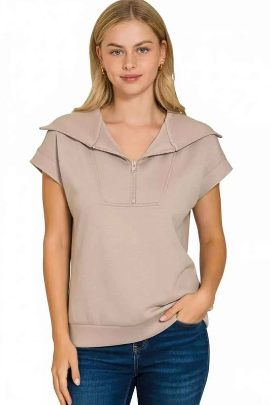 Scuba Half Zip Top ASH MOCHA 5054c5da-1f97-4047-bfaf-b555b5a3949a-Max-Origin