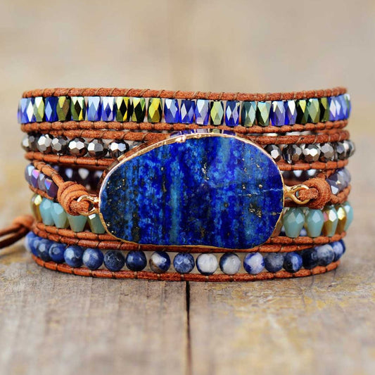 Lapis Lazuli Layered Bracelet Royal Blue One Size