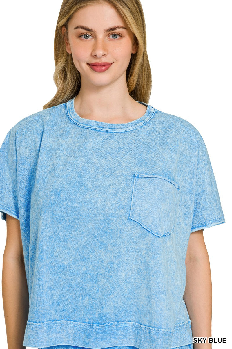 Zenana Halo Snow Washed Boxy Top & Shorts Set 508b3a3419e34955b3fbca60bb7049c8-Max