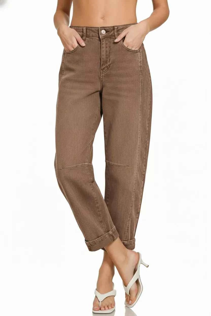 Zenana High Rise Barrel-Leg Cropped Jeans 50975c3b-a069-433b-bdea-23de231d13e6-Max-Origin