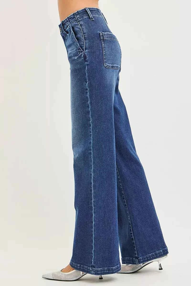 RISEN High Rise Wide Leg Slanted Pocket Jeans 50a56b1485484453a5f7624015ab8869-Max-Origin